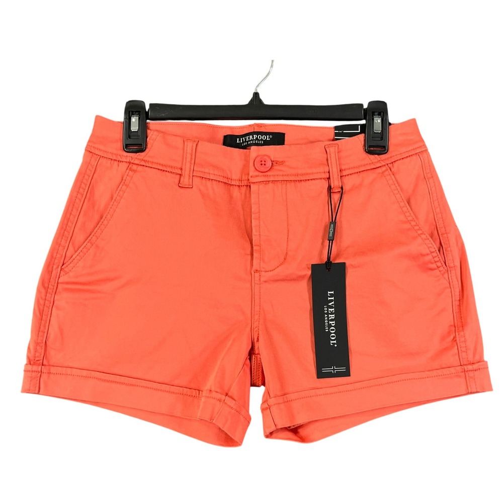 Liverpool Los Angeles Chino Shorts Womens 4 Pumpkin Cuffed Stretch NWT